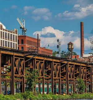 a building with a factory on top of it
