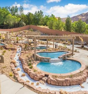 a resort with a pool and a water park