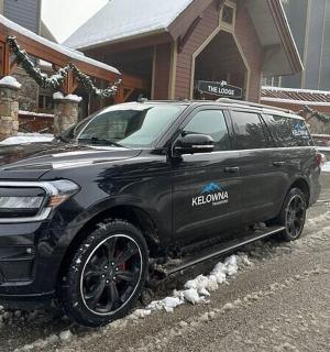 一辆黑色卡车停在一所房子前的雪地里