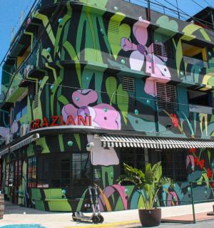 a building with graffiti on the side of it