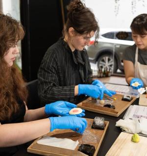 tři ženy pracující v laboratoři ansicsnsicsnsics