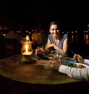 a man and a woman sitting at a table
