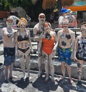 a group of people with paint on their faces