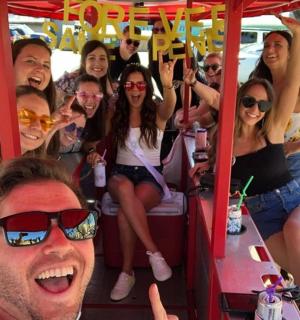 a group of people riding on a roller coaster