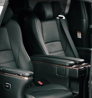 a close up of the back seats of an airplane