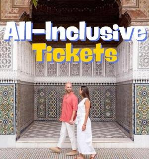 a man and a woman standing in front of a building