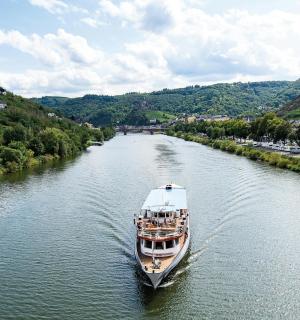 a boat in the middle of a river