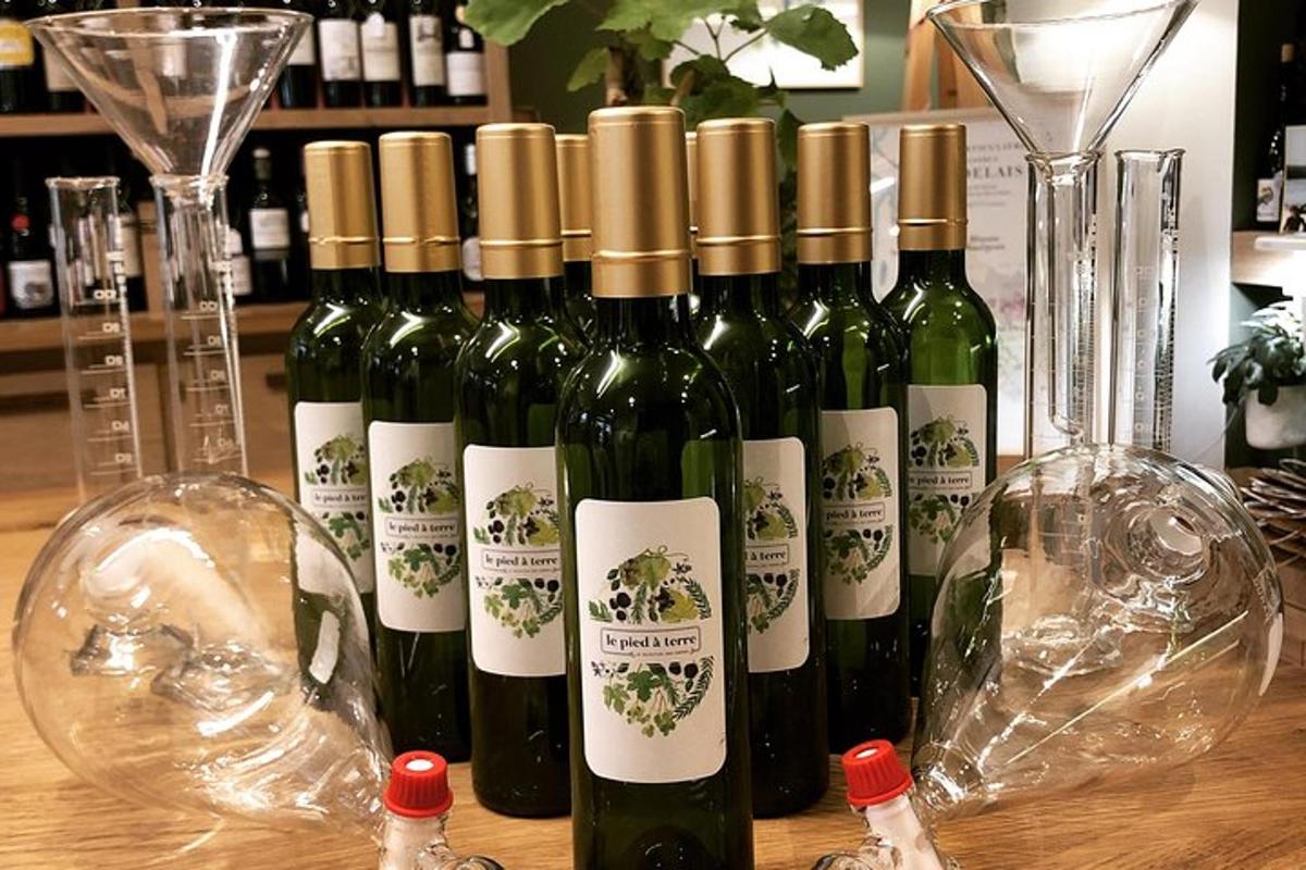 a group of bottles of wine sitting on a table