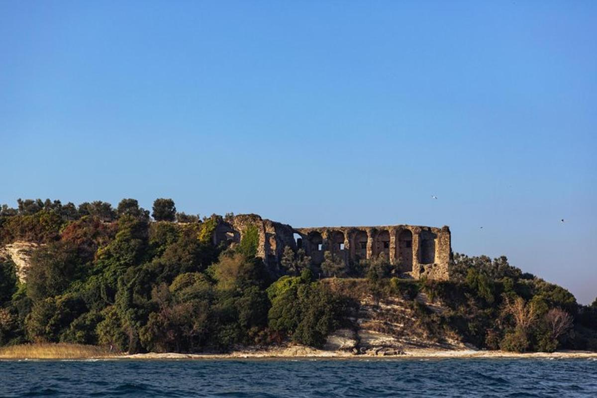 an island in the water with a castle on it