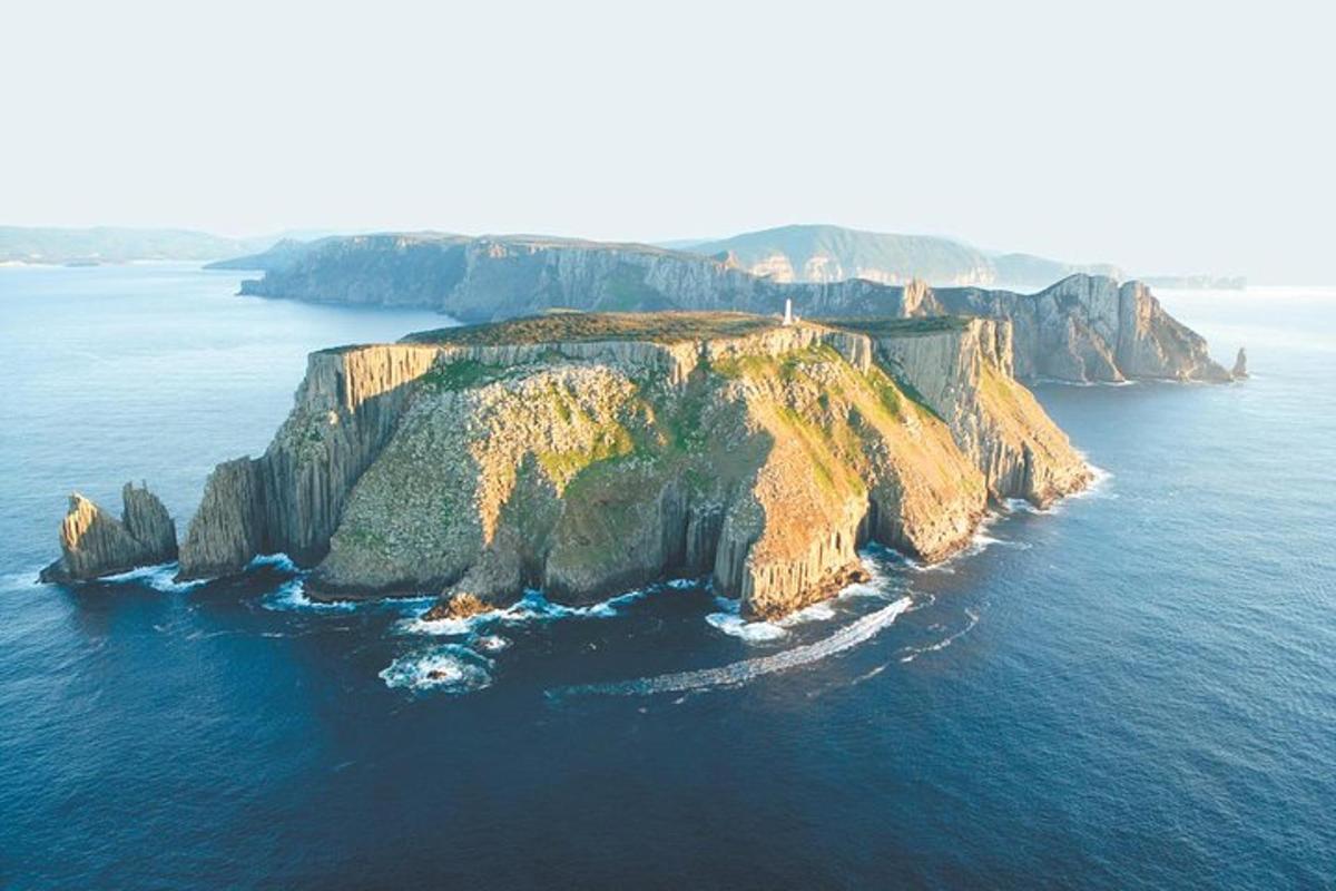 an aerial view of an island in the ocean