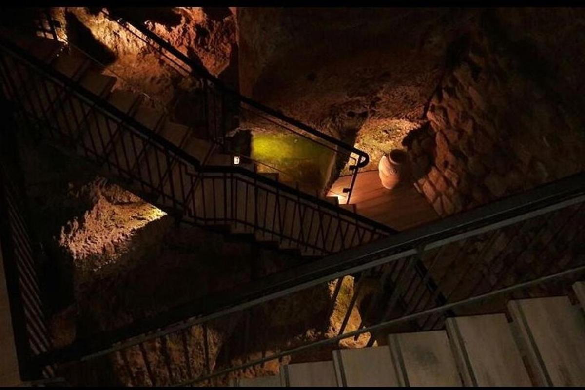 an overhead view of a staircase in a building
