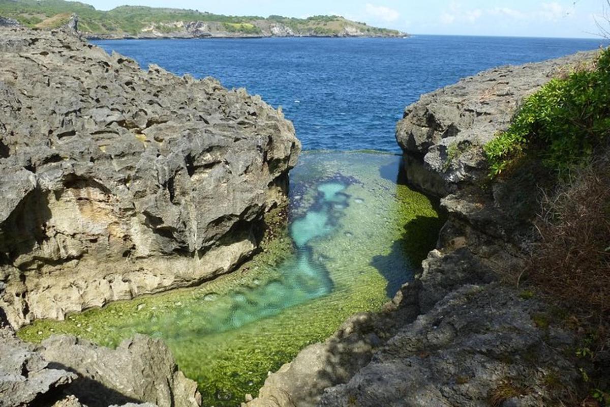 a body of water between two large rocks