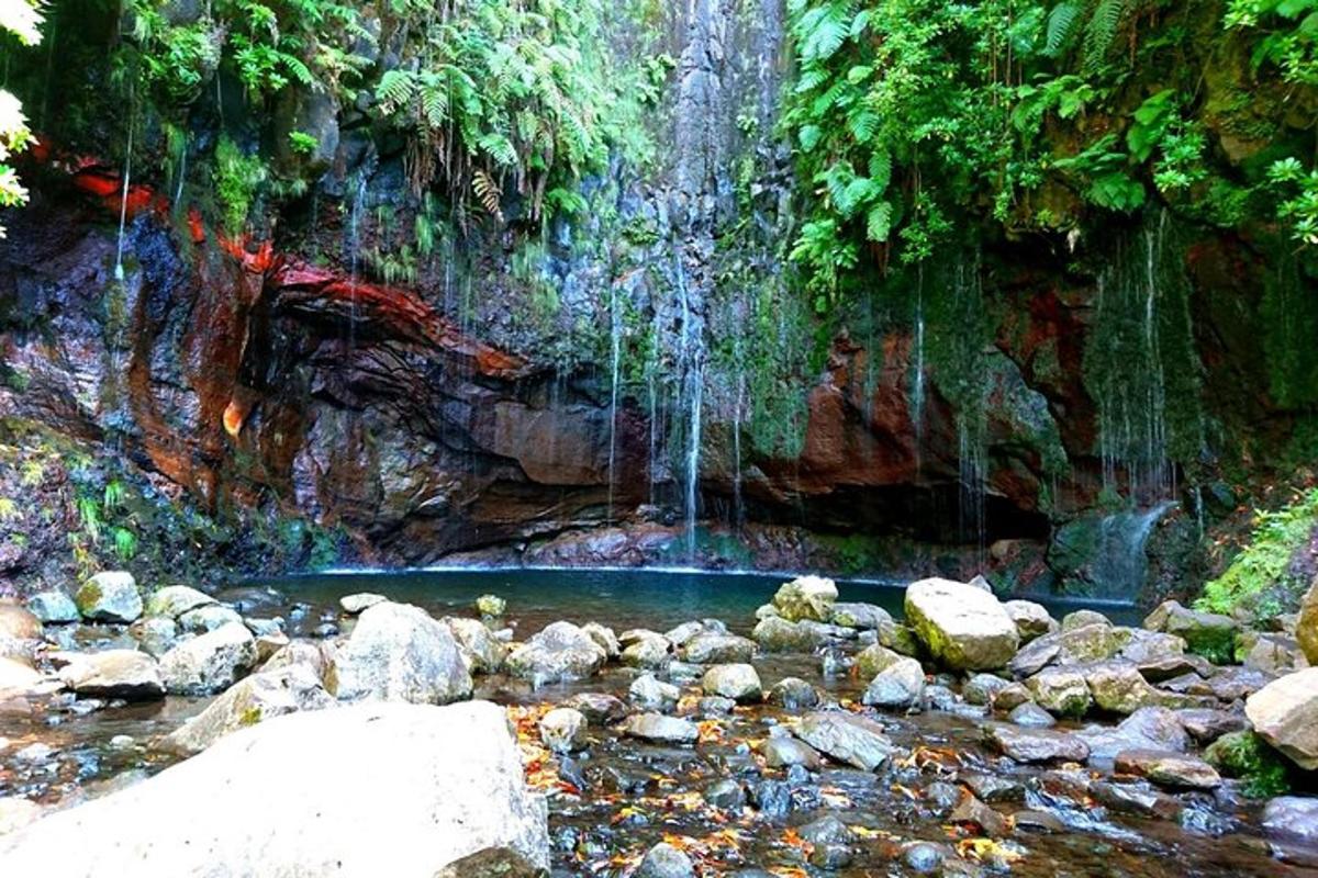 una pozza d'acqua in un fiume con cascata