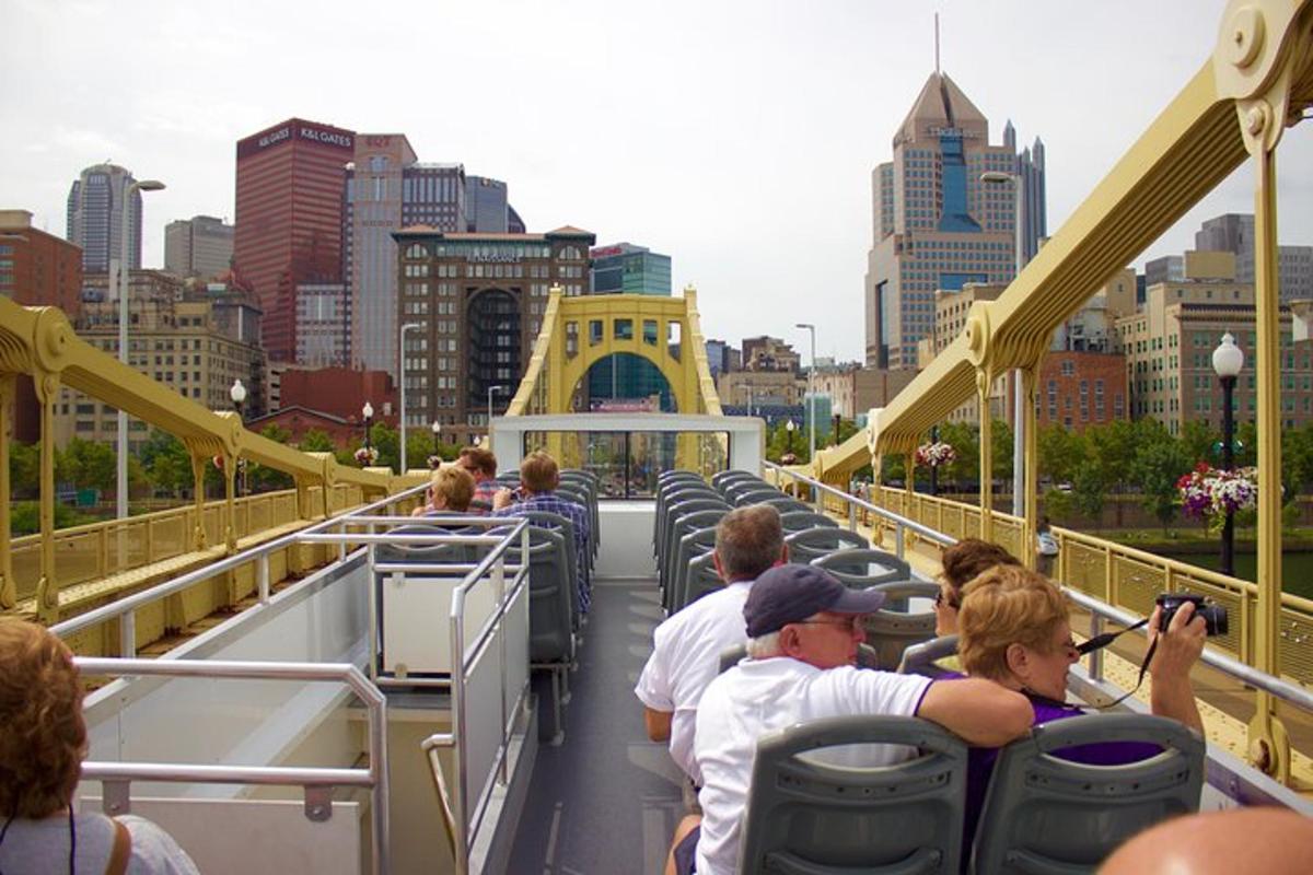 a group of people on a boat in a city
