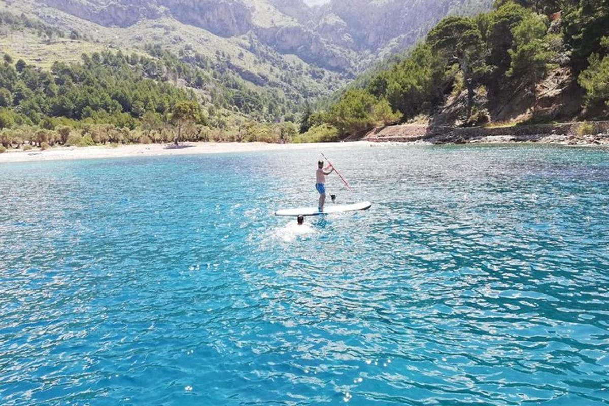 eine Person auf einem Paddleboard im Wasser