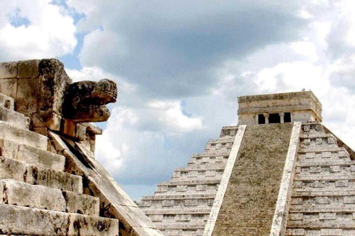 a view of a building and a pyramid