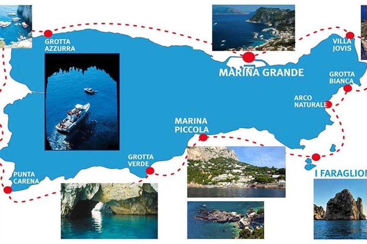 una mappa del canale di Amalfi e delle sue isole