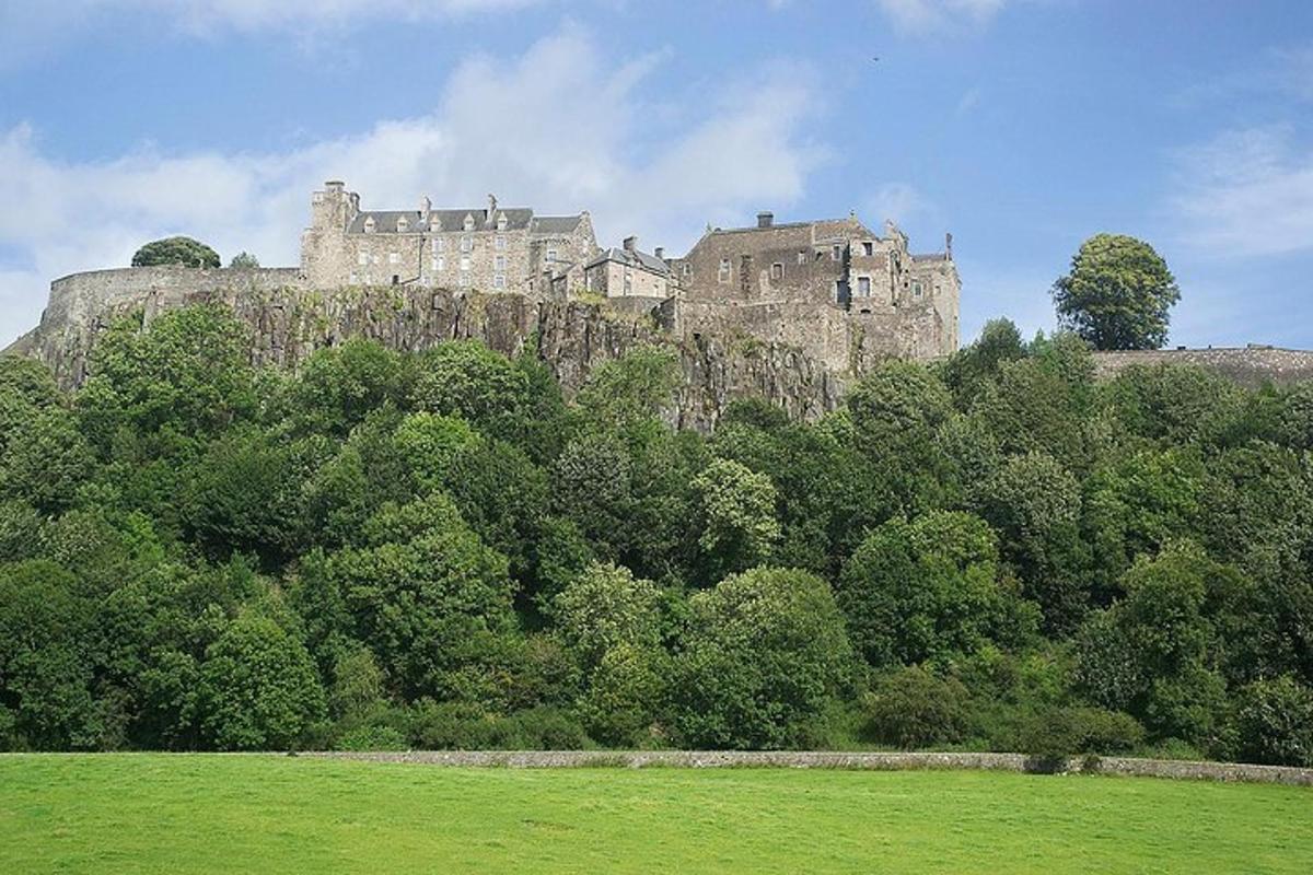 um castelo no topo de uma colina com árvores