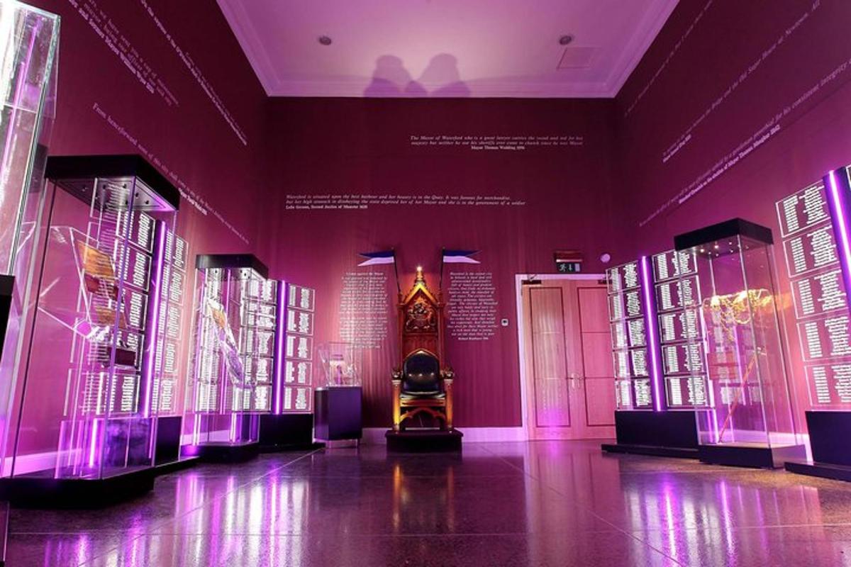 a room with purple walls and windows in a building