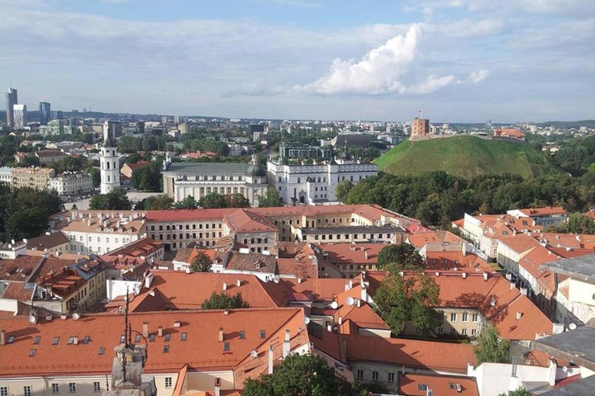 widok miasta z czerwonymi dachami