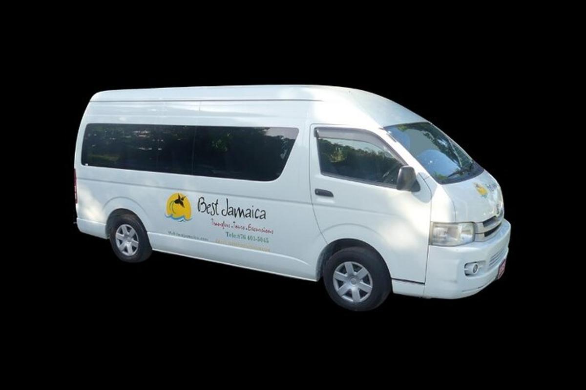 Una furgoneta blanca con un logo en el lateral.