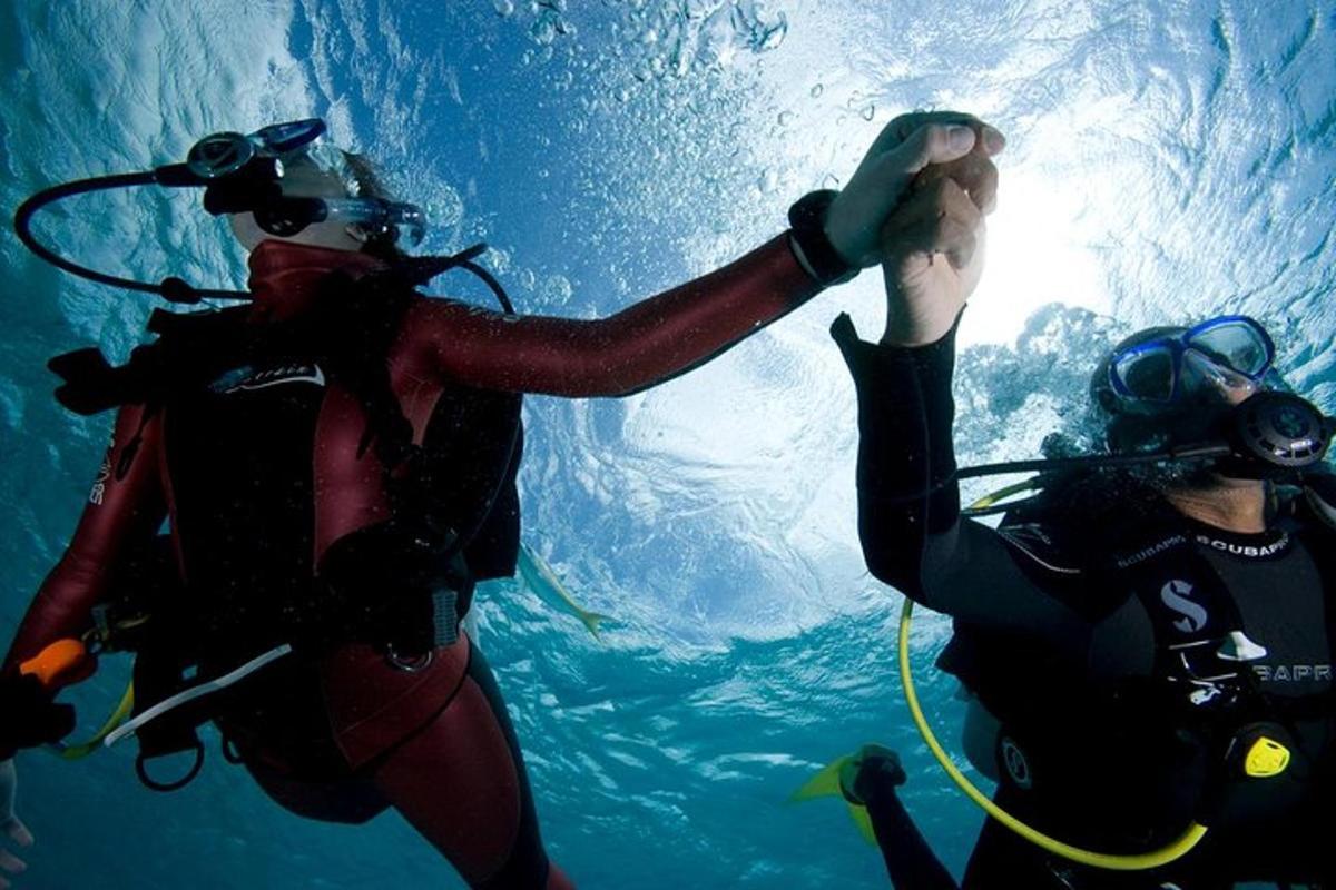 dues persones estan fent submarinisme a l'aigua