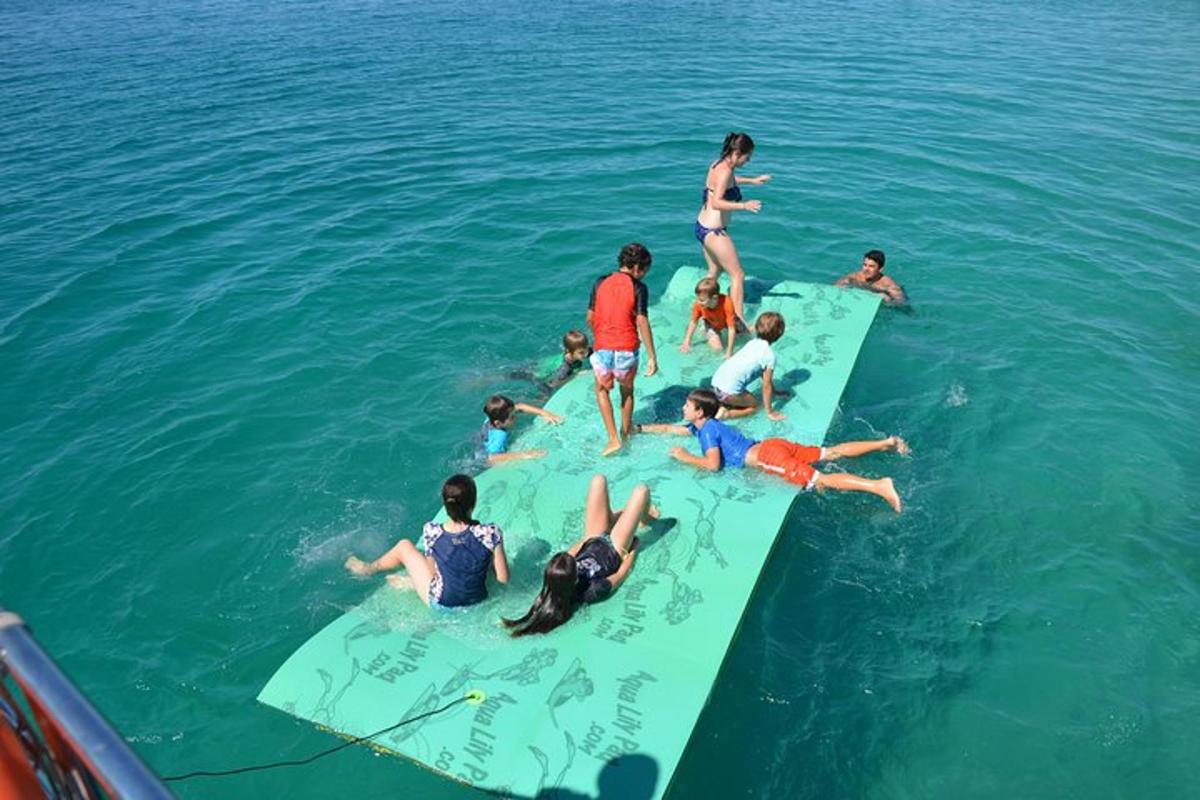eine Gruppe von Menschen auf Surfbrettern im Wasser