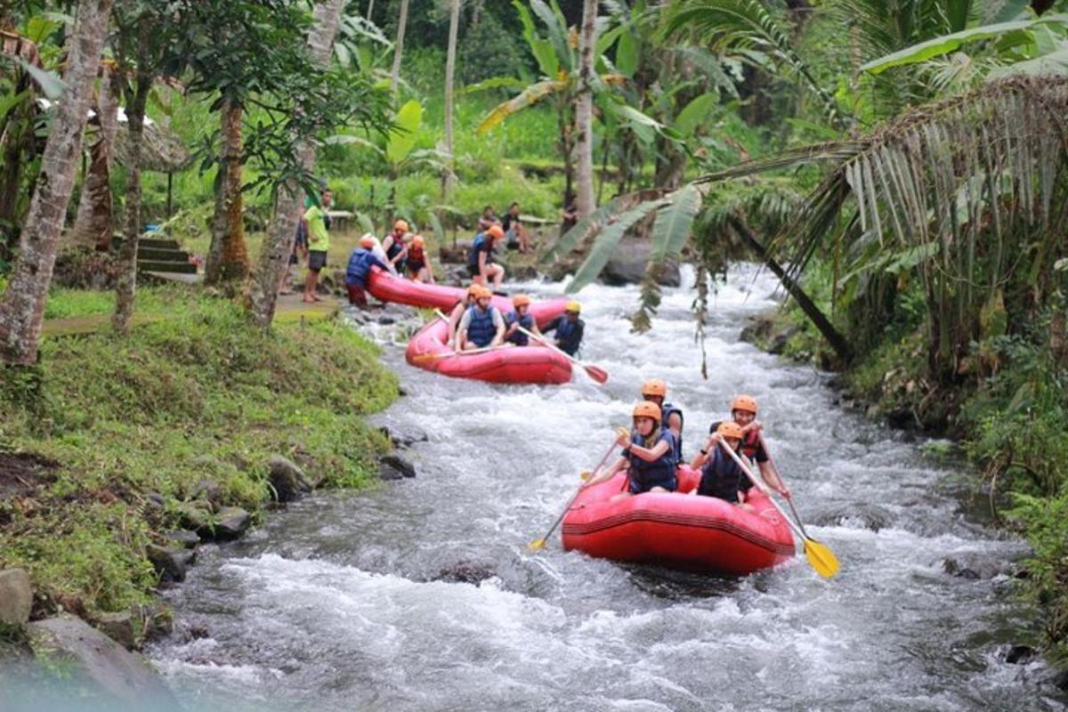 un gruppo di persone sta facendo rafting lungo un fiume