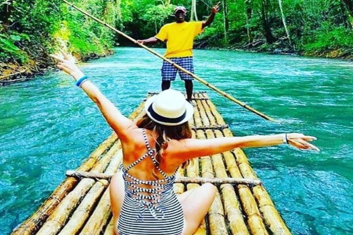 a man and a woman on a raft in a river