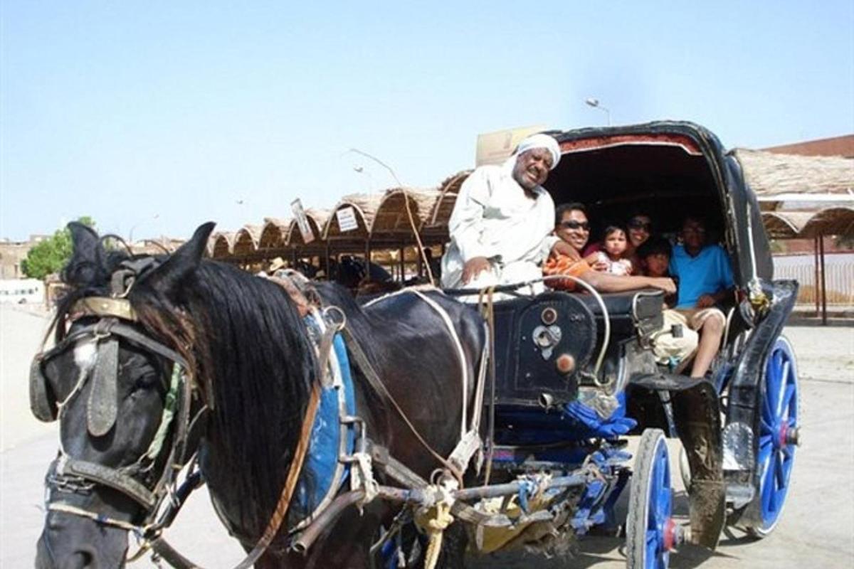 un grupo de personas viajando en un carruaje tirado por caballos