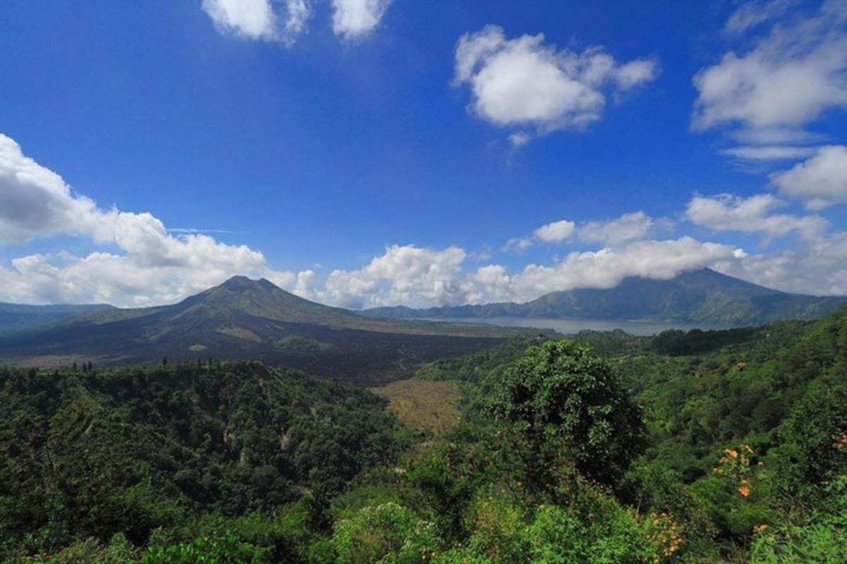 una vista di una valle con montagne in lontananza