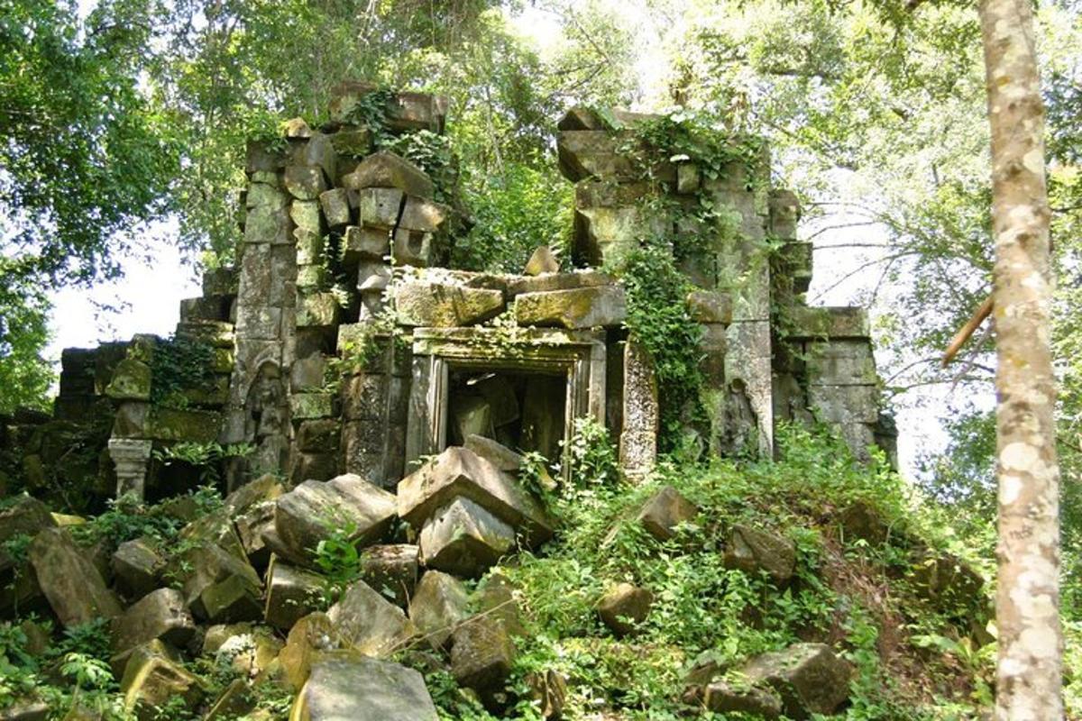 một tòa nhà đá cũ giữa rừng