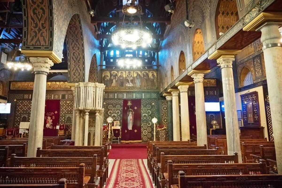 a large church with wooden pews and a large ceiling
