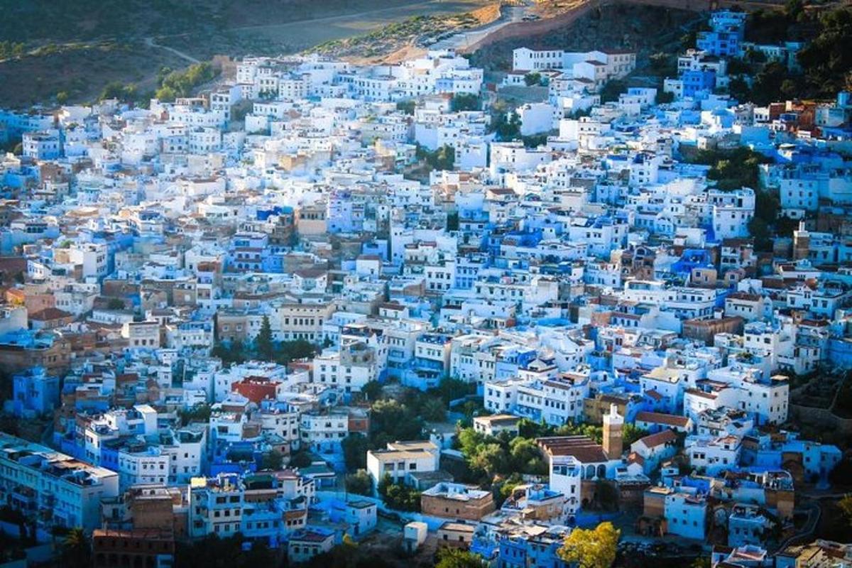 an aerial view of the blue city of chefchaouen