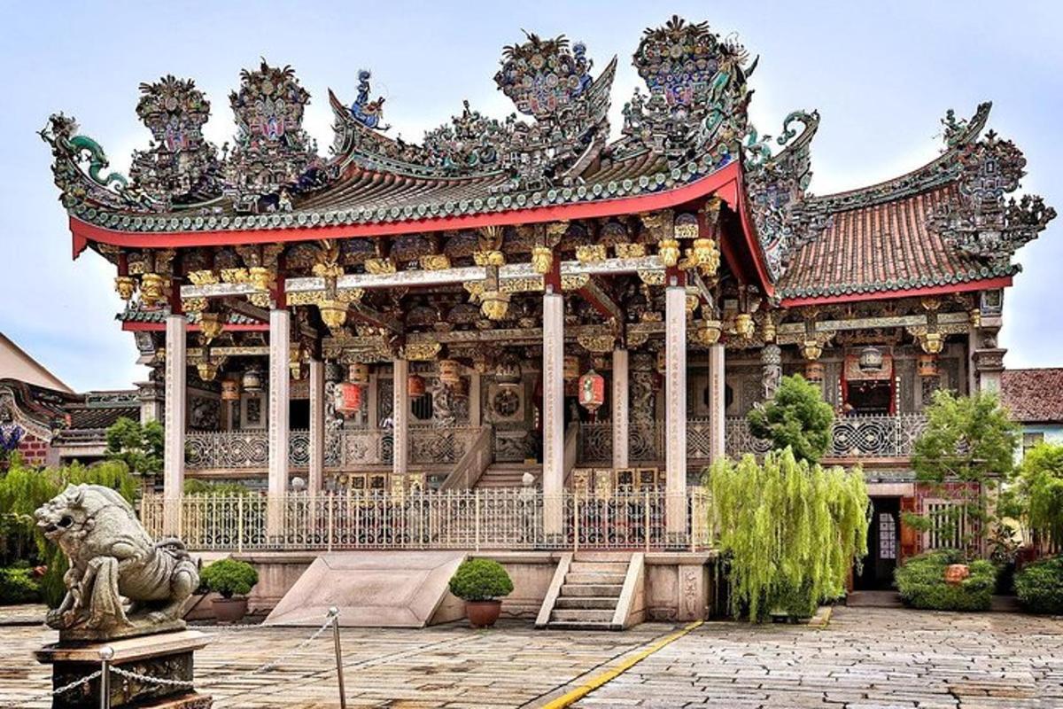 a pavilion with a lion in front of a building