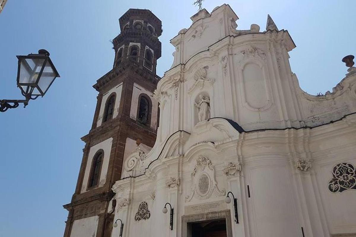 a large white church with a clock tower