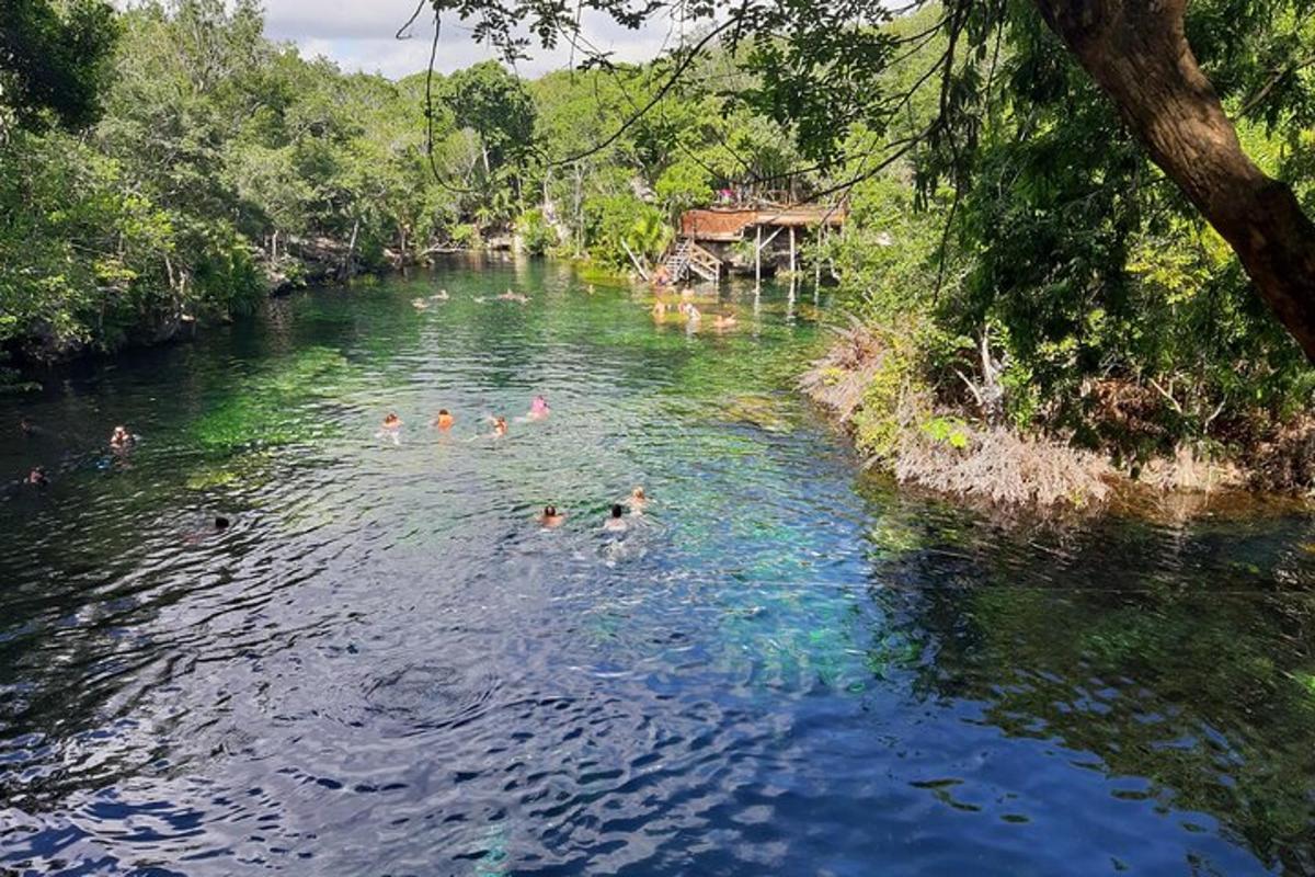 sekumpulan orang berenang di sungai