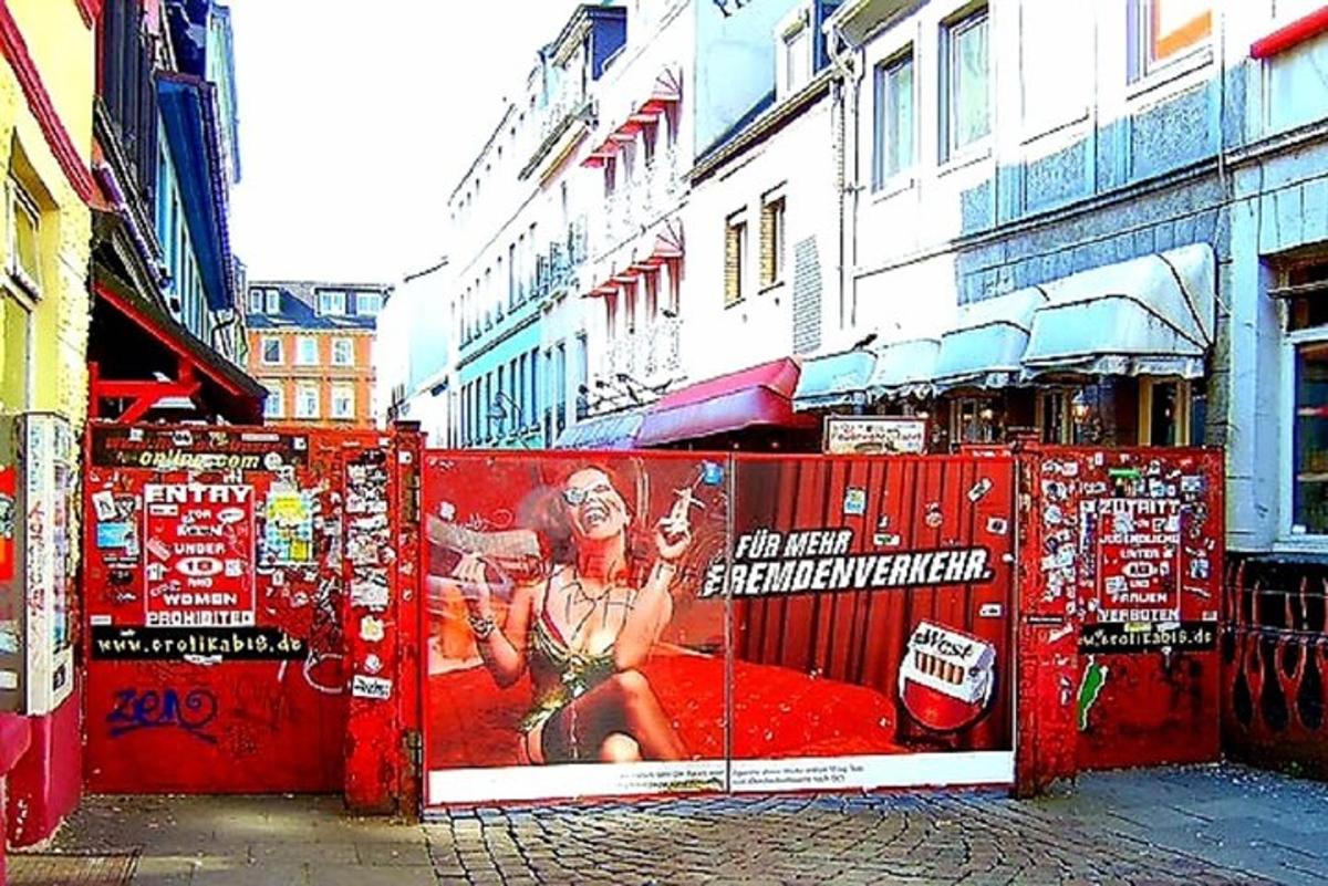 a large advertisement on the side of a street