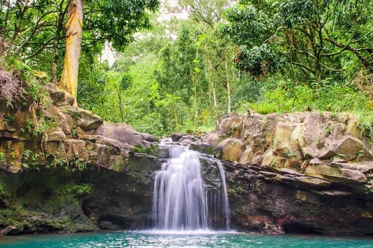 una cascada al mig d'un estany d'aigua