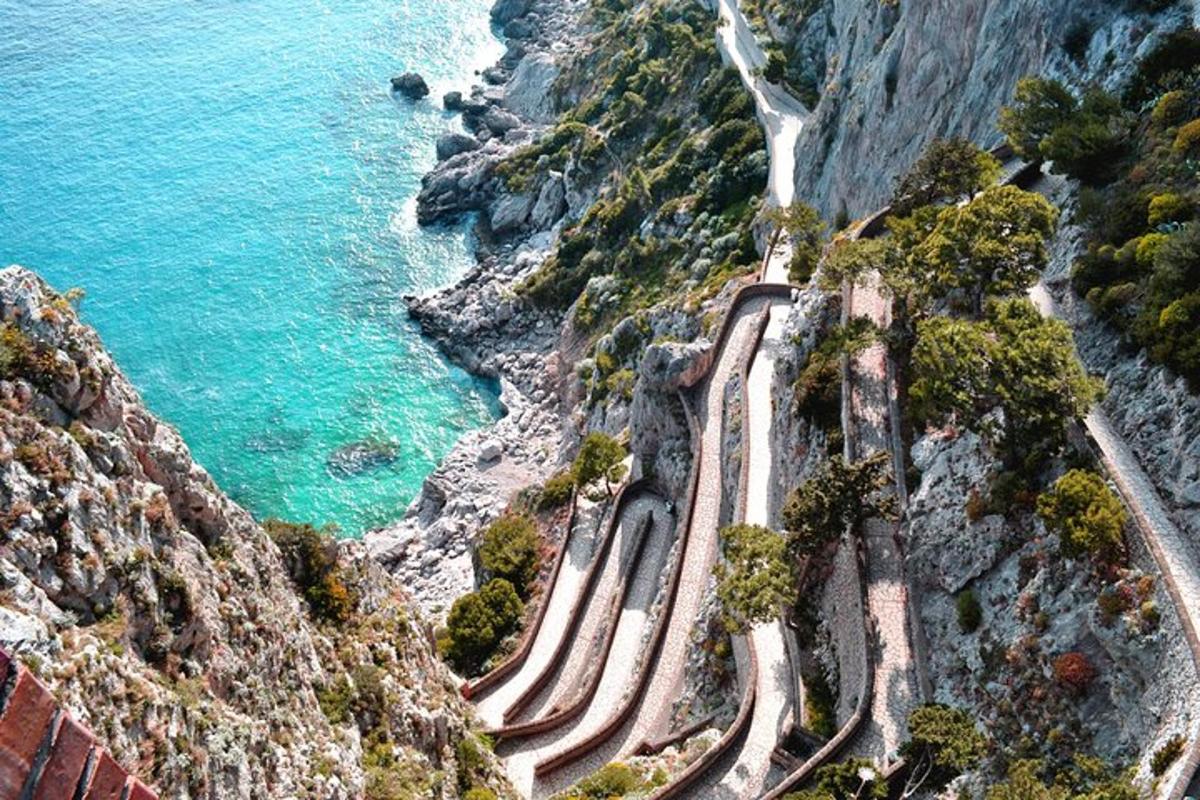 un tren en una muntanya al costat de l'oceà