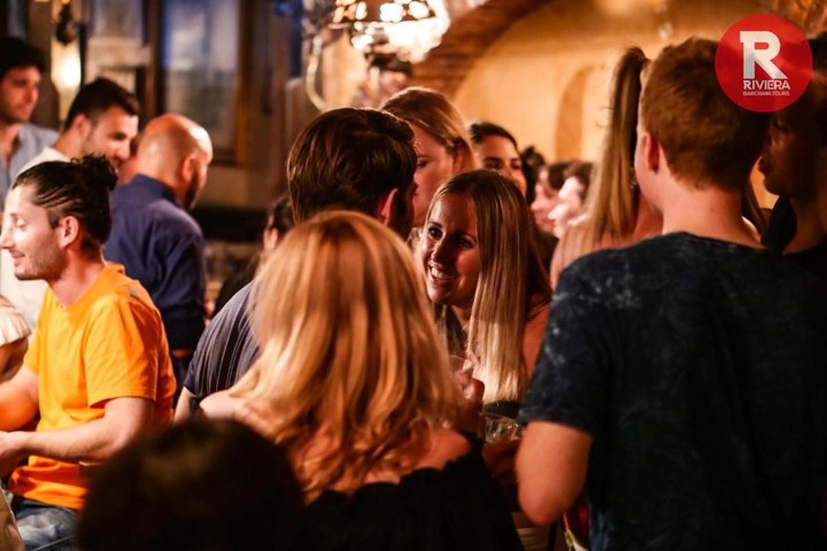 a group of people standing around in a crowd