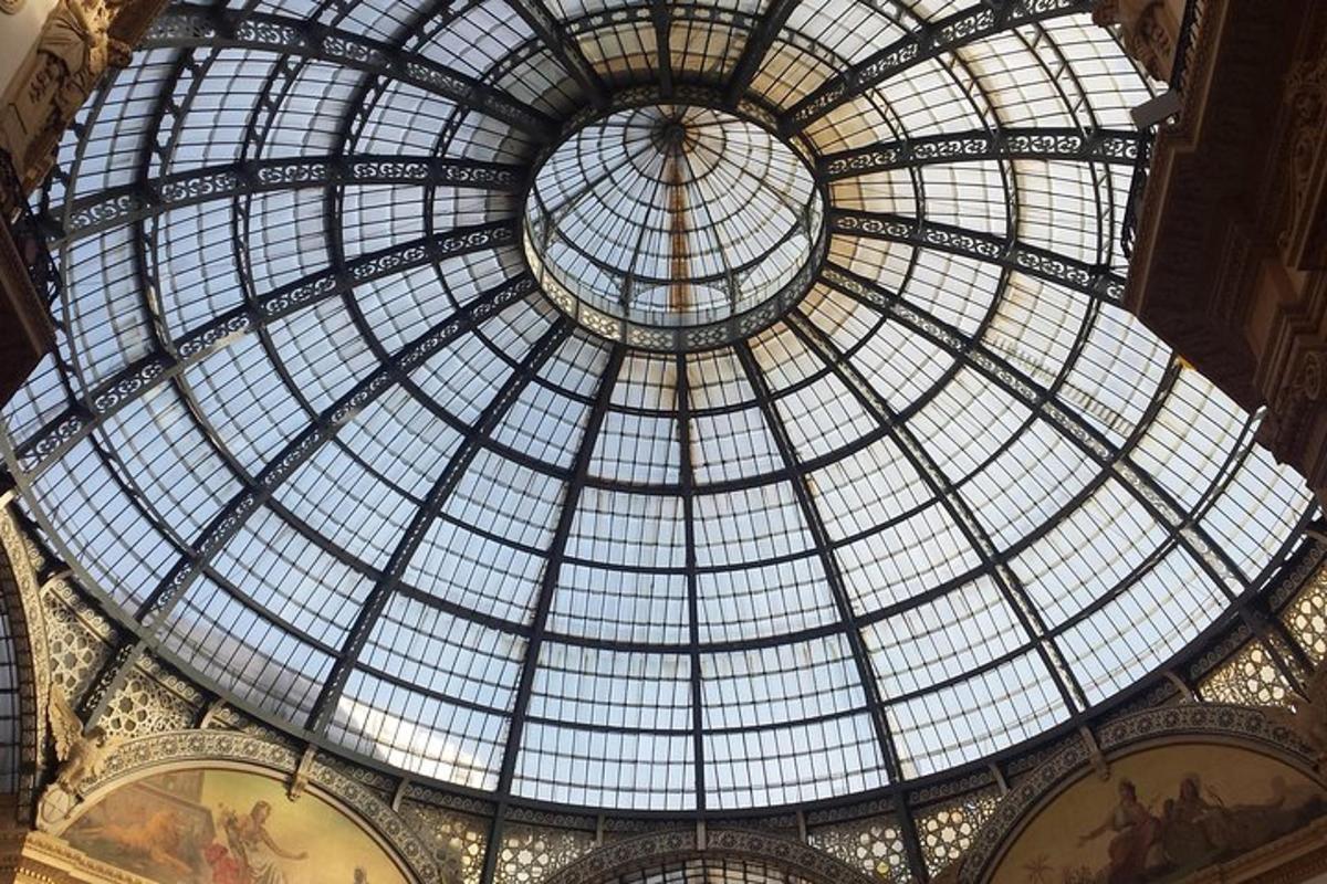 a large glass domed ceiling in a building