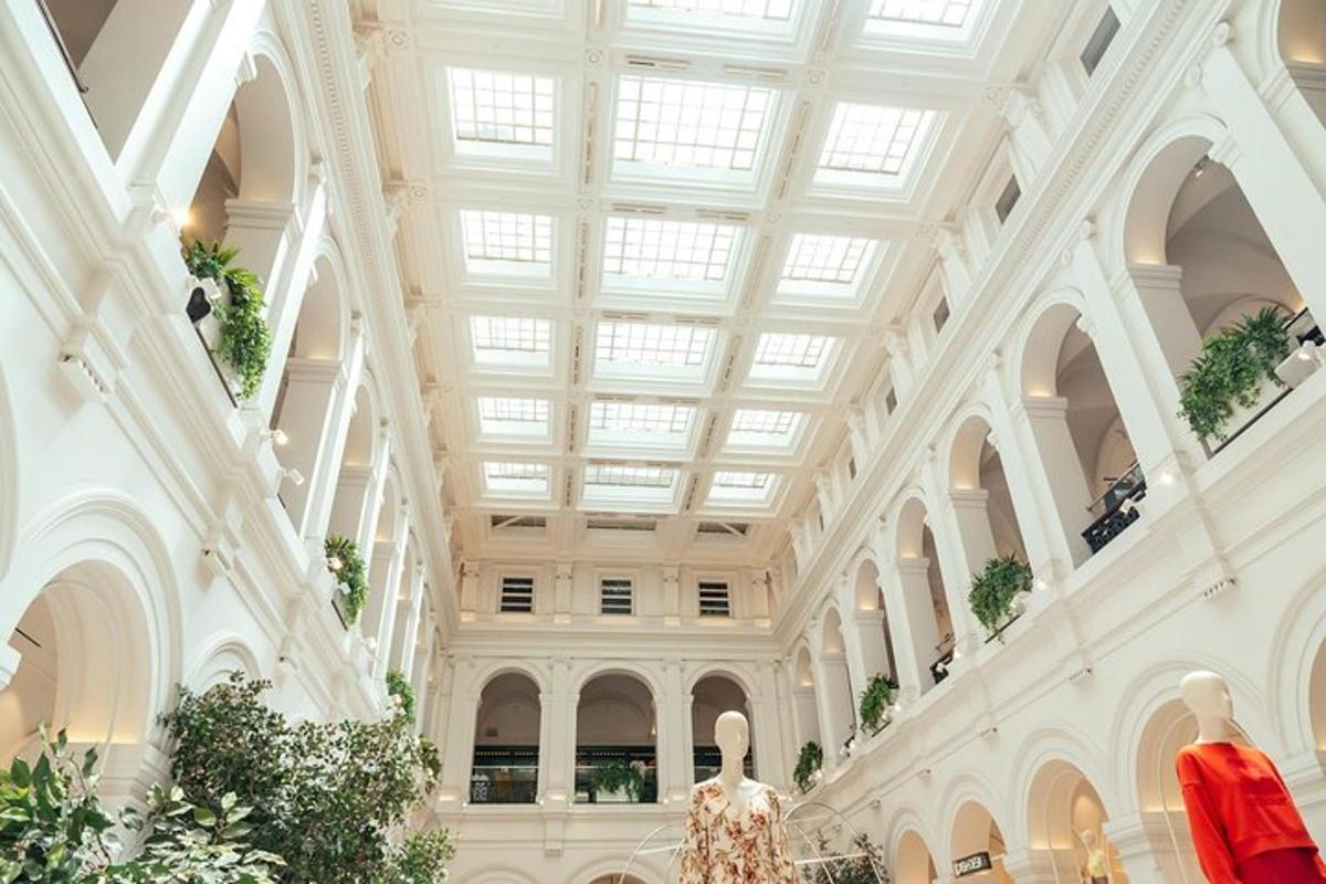 a large building with a ceiling with skylights