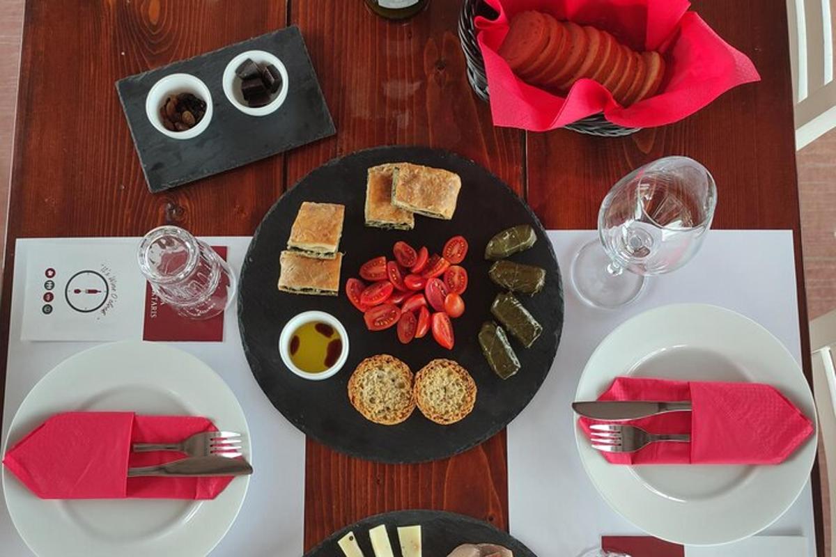 a table with a plate of food on a table