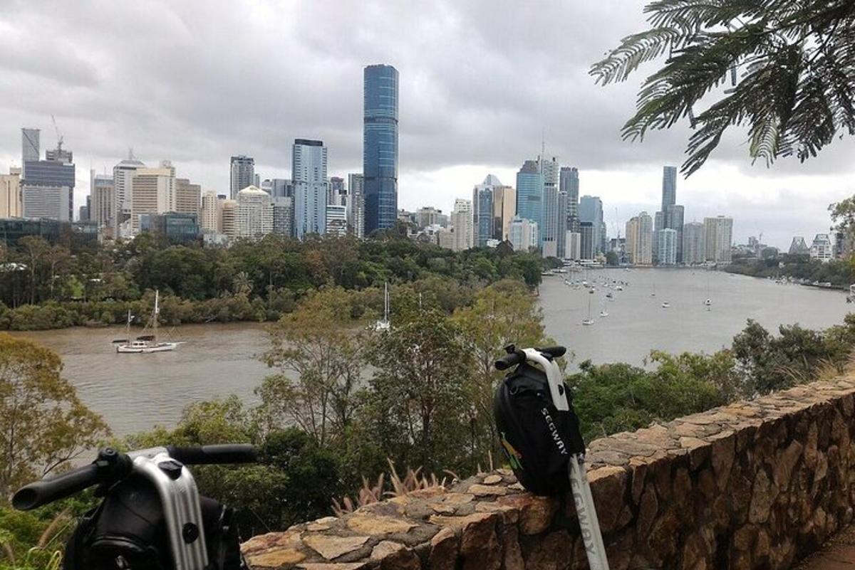 two objects on a wall with a view of a city