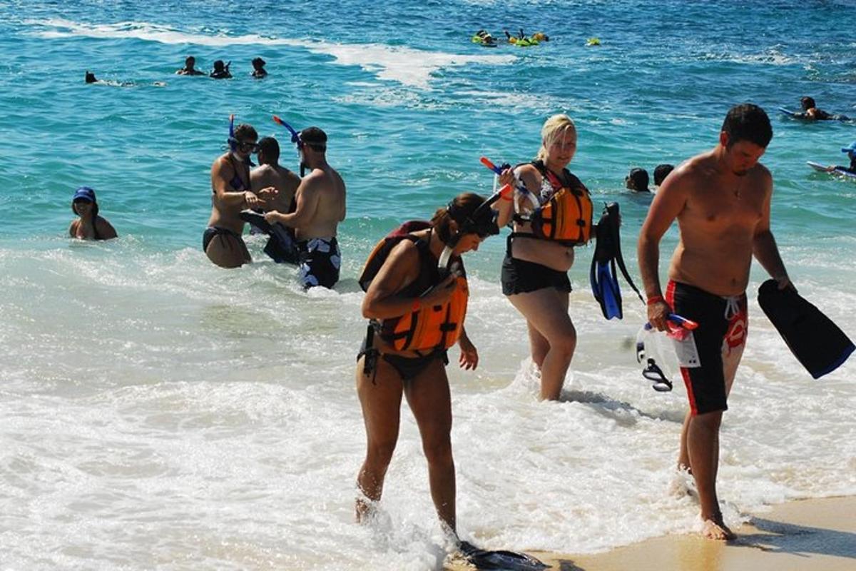 skupina ljudi, ki stojijo v vodi na plaži
