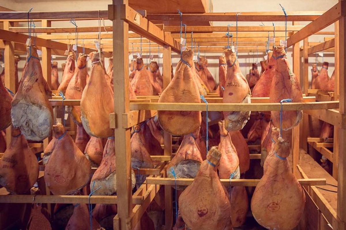 a bunch of chickens are hanging in a barn