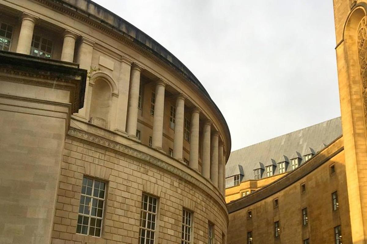 a building with columns on the side of it