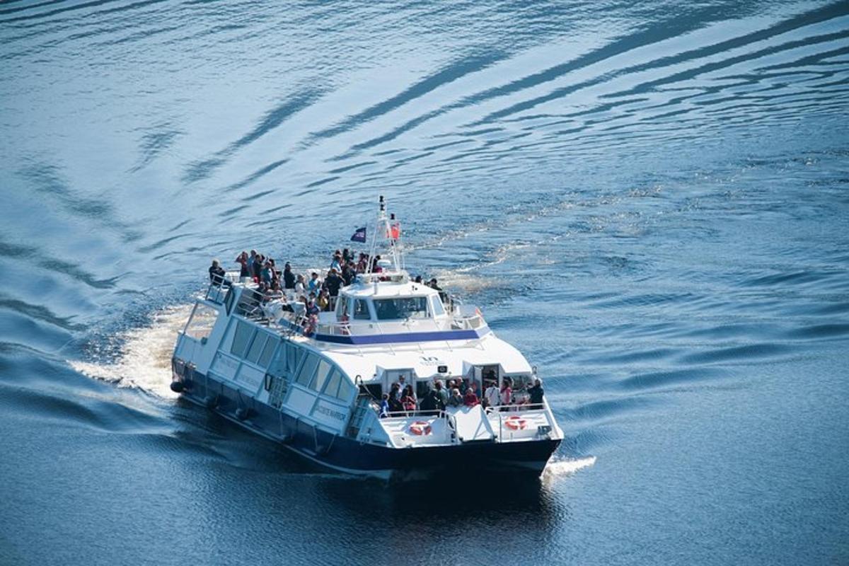 un vaixell amb un grup de persones a l'aigua