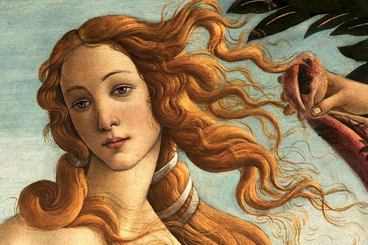 a painting of a woman with long hair